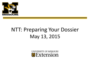 NTT: Preparing Your Dossier May 13, 2015
