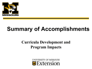 Summary of Accomplishments Curricula Development and Program Impacts