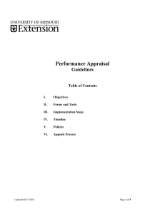 Performance Appraisal Guidelines  Table of Contents