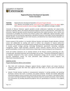 Regional Business Development Specialist  Position Description