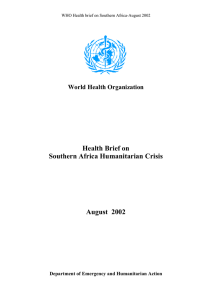 Health Brief on Southern Africa Humanitarian Crisis August  2002