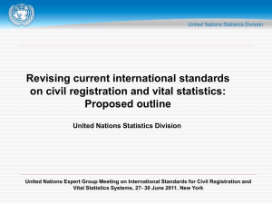 Revising current international standards on civil registration and vital statistics: Proposed outline