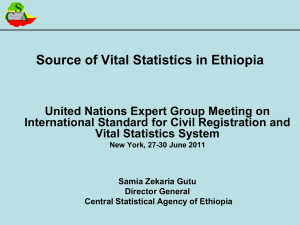 Source of Vital Statistics in Ethiopia S C A