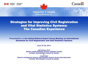 Strategies for Improving Civil Registration and Vital Statistics Systems: The Canadian Experience