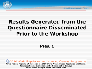 Results Generated from the Questionnaire Disseminated Prior to the Workshop Pres. 1