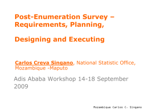 Post-Enumeration Survey – Requirements, Planning, Designing and Executing Adis Ababa Workshop 14-18 September