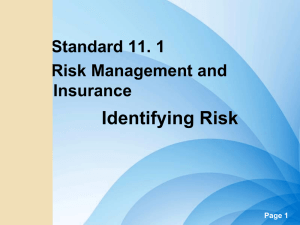 Identifying Risk Standard 11. 1 Risk Management and Insurance