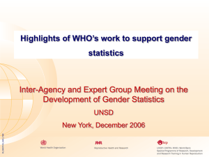 Highlights of WHO’s work to support gender statistics Development of Gender Statistics