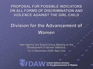 Division for the Advancement of Women PROPOSAL FOR POSSIBLE INDICATORS
