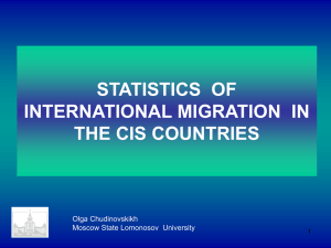 STATISTICS  OF INTERNATIONAL MIGRATION  IN THE CIS COUNTRIES Olga Chudinovskikh