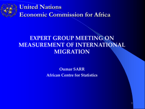 United Nations Economic Commission for Africa EXPERT GROUP MEETING ON MEASUREMENT OF INTERNATIONAL
