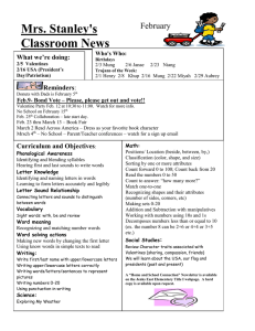 Mrs. Stanley's Classroom News  February
