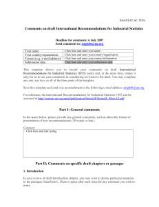 Comments on draft International Recommendations for Industrial Statistics o: