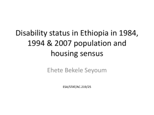 Disability status in Ethiopia in 1984, 1994 &amp; 2007 population and