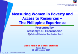 Measuring Women in Poverty and Access to Resources – The Philippine Experience