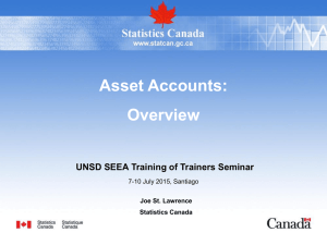 Asset Accounts: Overview UNSD SEEA Training of Trainers Seminar Joe St. Lawrence