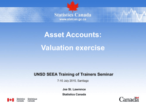 Asset Accounts: Valuation exercise UNSD SEEA Training of Trainers Seminar Joe St. Lawrence