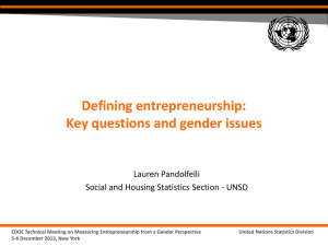 Defining entrepreneurship: Key questions and gender issues Lauren Pandolfelli