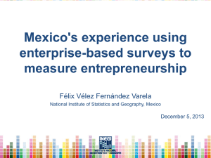 Mexico's experience using enterprise-based surveys to measure entrepreneurship Félix Vélez Fernández Varela