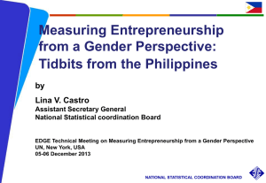 Measuring Entrepreneurship from a Gender Perspective: Tidbits from the Philippines by