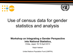 Use of census data for gender statistics and analysis into National Statistics,