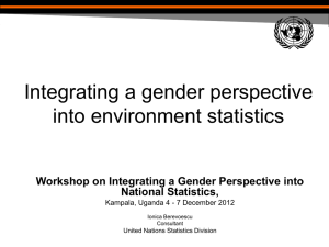 Integrating a gender perspective into environment statistics National Statistics,