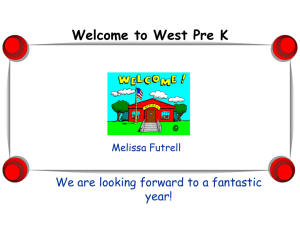 Welcome to West Pre K year! Melissa Futrell