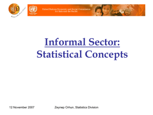 Informal Sector: Statistical Concepts 12 November 2007 Zeynep Orhun, Statistics Division
