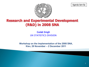 Research and Experimental Development (R&amp;D) in 2008 SNA Gulab Singh UN STATISTICS DIVISION