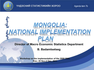 Director of Macro Economic Statistics Department B. Badamtsetseg Agenda item 7b