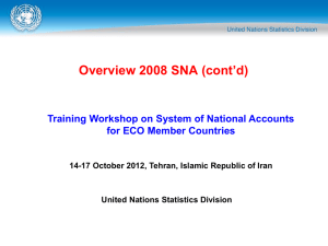 Overview 2008 SNA (cont’d) Training Workshop on System of National Accounts