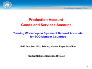 Production Account Goods and Services Account for ECO Member Countries