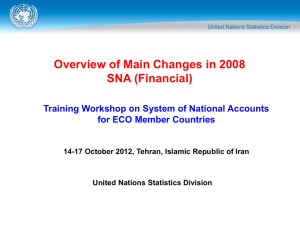 Overview of Main Changes in 2008 SNA (Financial) for ECO Member Countries