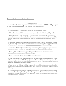 Student Vendor Authorization &amp; Contract