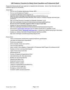 UW Pediatrics Checklist for Newly Hired Classified and Professional Staff