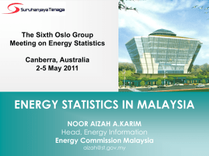 ENERGY STATISTICS IN MALAYSIA NOOR AIZAH A.KARIM Energy Commission Malaysia Head, Energy Information