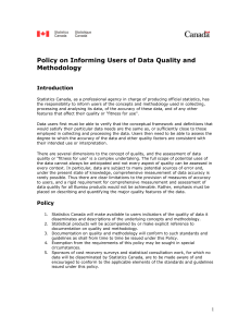 Policy on Informing Users of Data Quality and Methodology Introduction