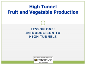 High Tunnel Fruit and Vegetable Production LESSON ONE: INTRODUCTION TO