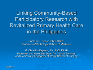 Linking Community-Based Participatory Research with Revitalized Primary Health Care in the Philippines