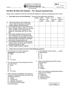 – Pre- Session Questionnaire Eat Well, Be Well with Diabetes 1