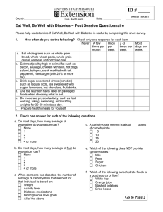 – Post Session Questionnaire Eat Well, Be Well with Diabetes 1