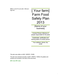 [ Your farm] Farm Food Safety Plan 2013