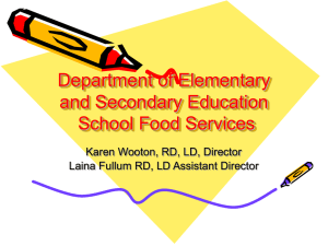 Department of Elementary and Secondary Education School Food Services