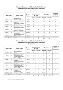 Scheme of Instruction and Evaluation for M. Pharmacy