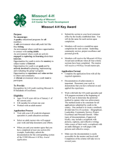 Missouri 4-H Missouri 4-H Key Award  Purpose
