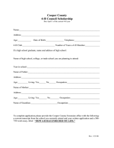 Cooper County 4-H Council Scholarship