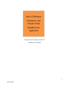 State of Montana Emergency and Disaster Fund