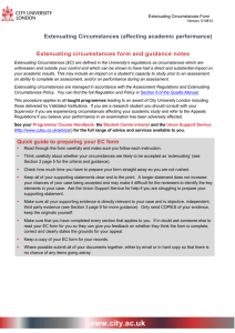 Extenuating Circumstances (affecting academic performance) Extenuating circumstances form and guidance notes