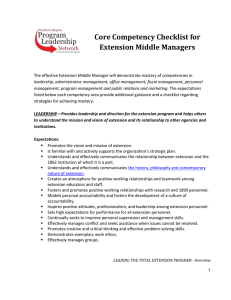 Core Competency Checklist for Extension Middle Managers