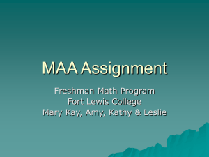 MAA Assignment Freshman Math Program Fort Lewis College